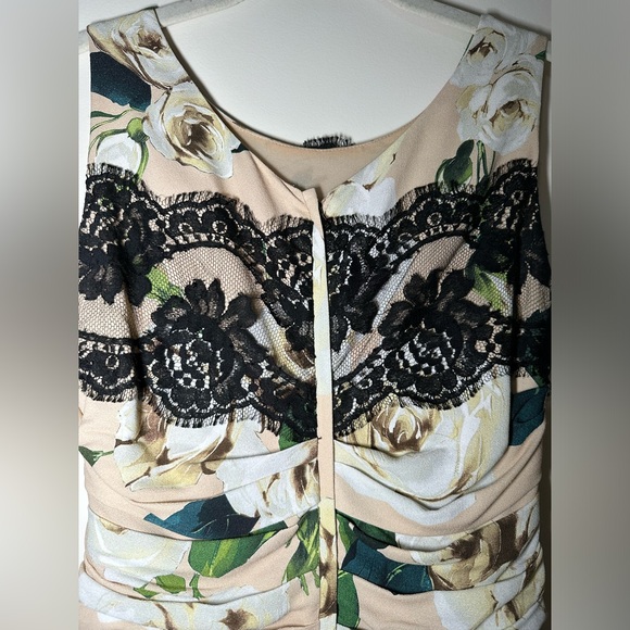 DOLCE & GABBANA Ruched silk Blush Rose black lace Dress 38 = USA 2 - Picture 7 of 16